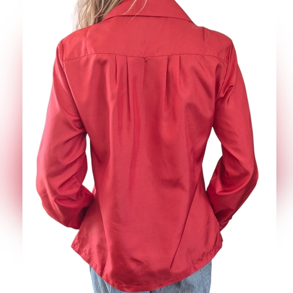 Vintage Shapely Women’s Red Satin Button-Up 1960s Elegant Dressy Top Size 8 - Picture 10 of 14
